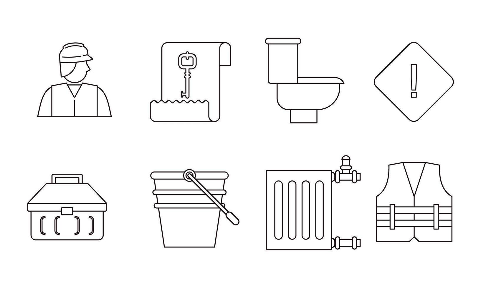 Outline web icons set building, construction and home repair tools vector