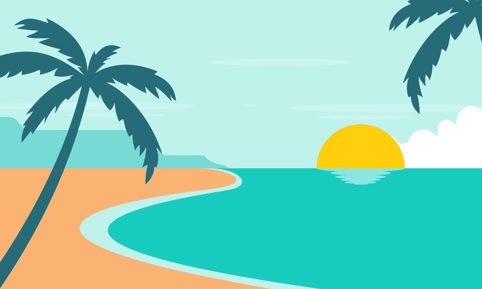 Summer beach vacation scene illustration vector