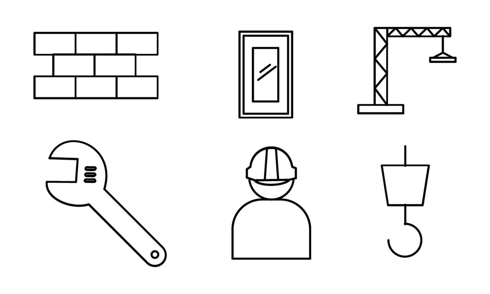 Outline web icons set building, construction and home repair tools vector