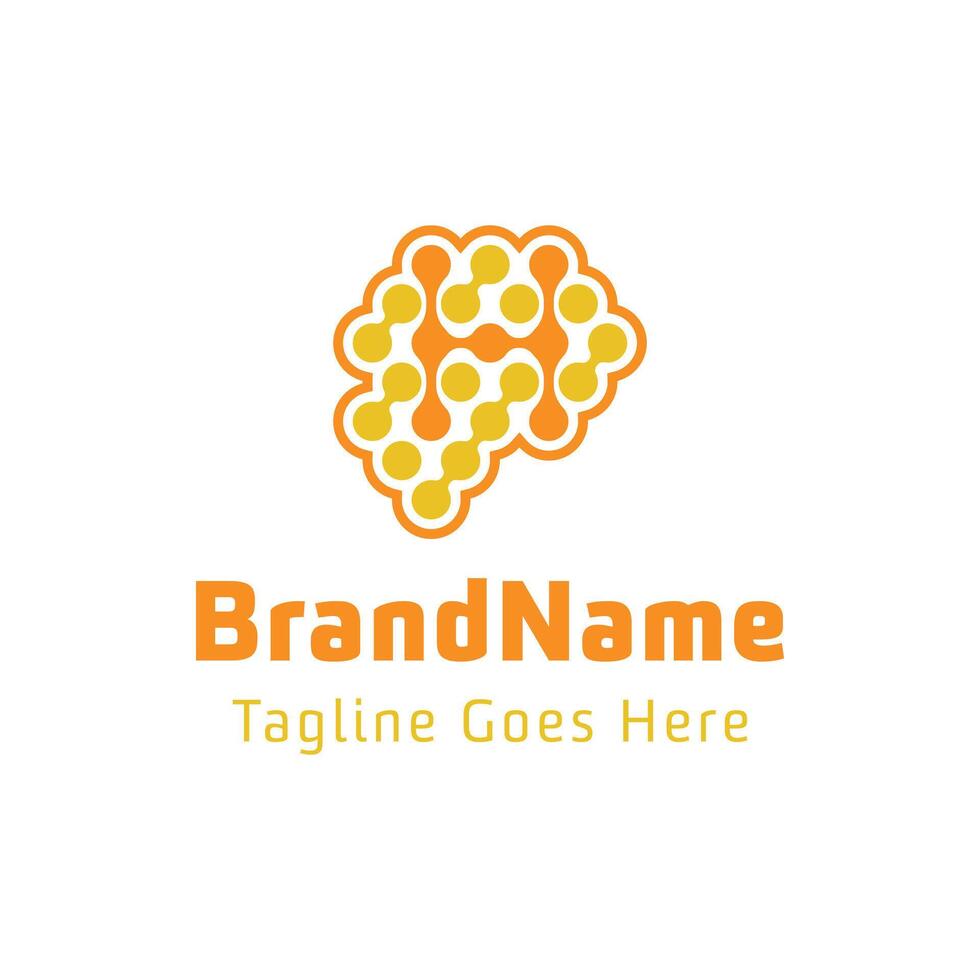 Letter H Brain Wave Logo, for business related to the brain with H initial vector