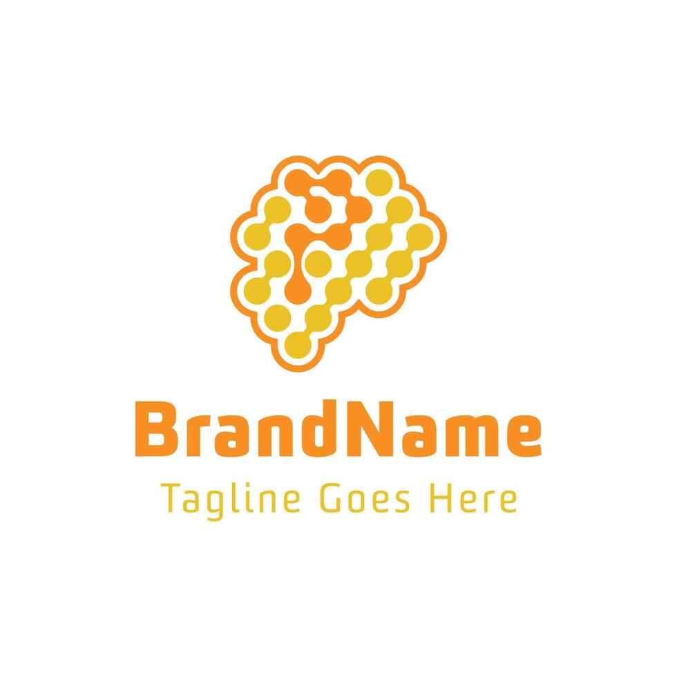 Letter P Brain Wave Logo, for business related to the brain with P initial vector