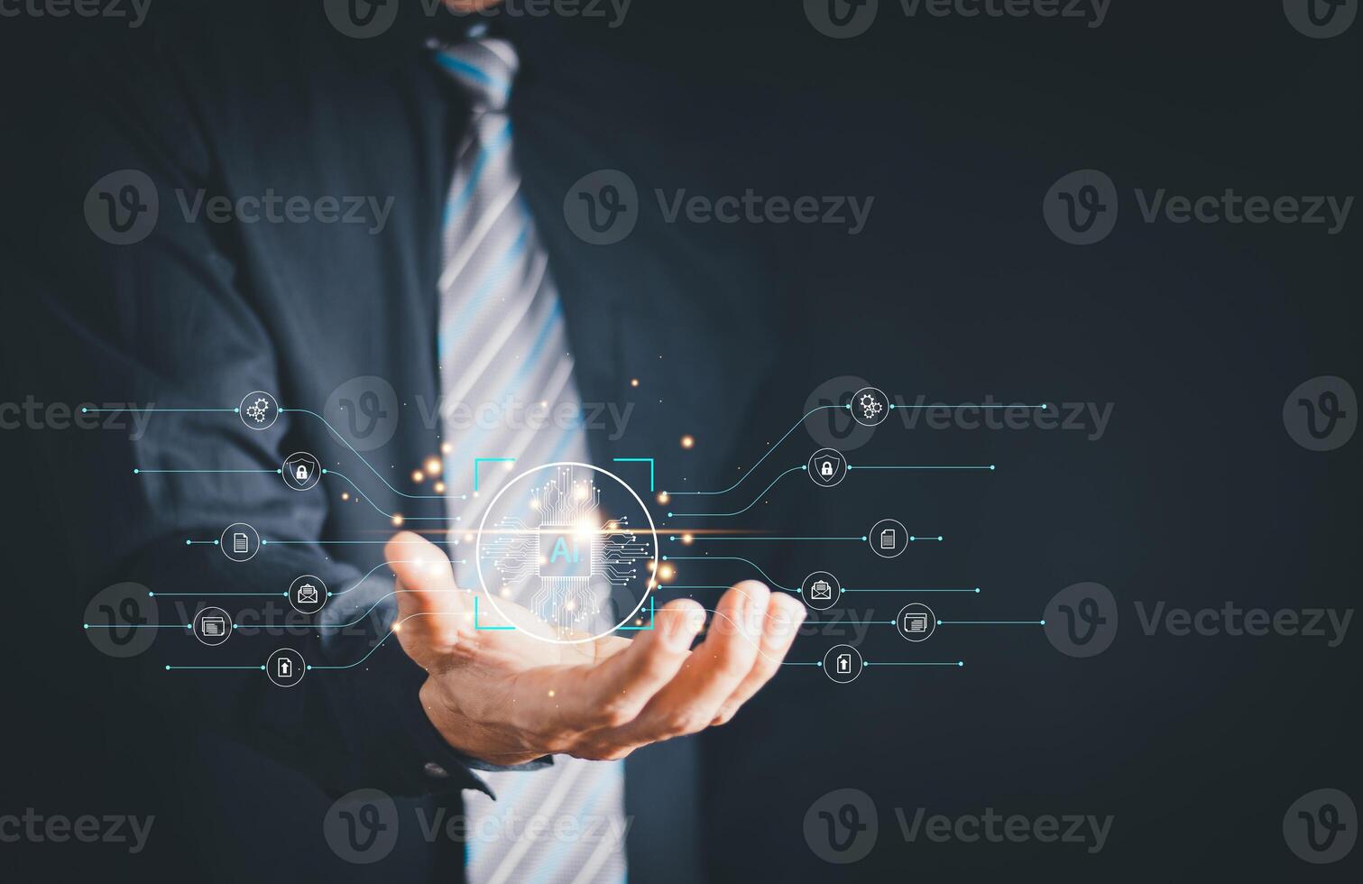 AI, Artificial Intelligence, technology smart robot AI, artificial intelligence by enter command prompt for generates something, Futuristic technology transformation, Chatbot, assistant, secretary. photo