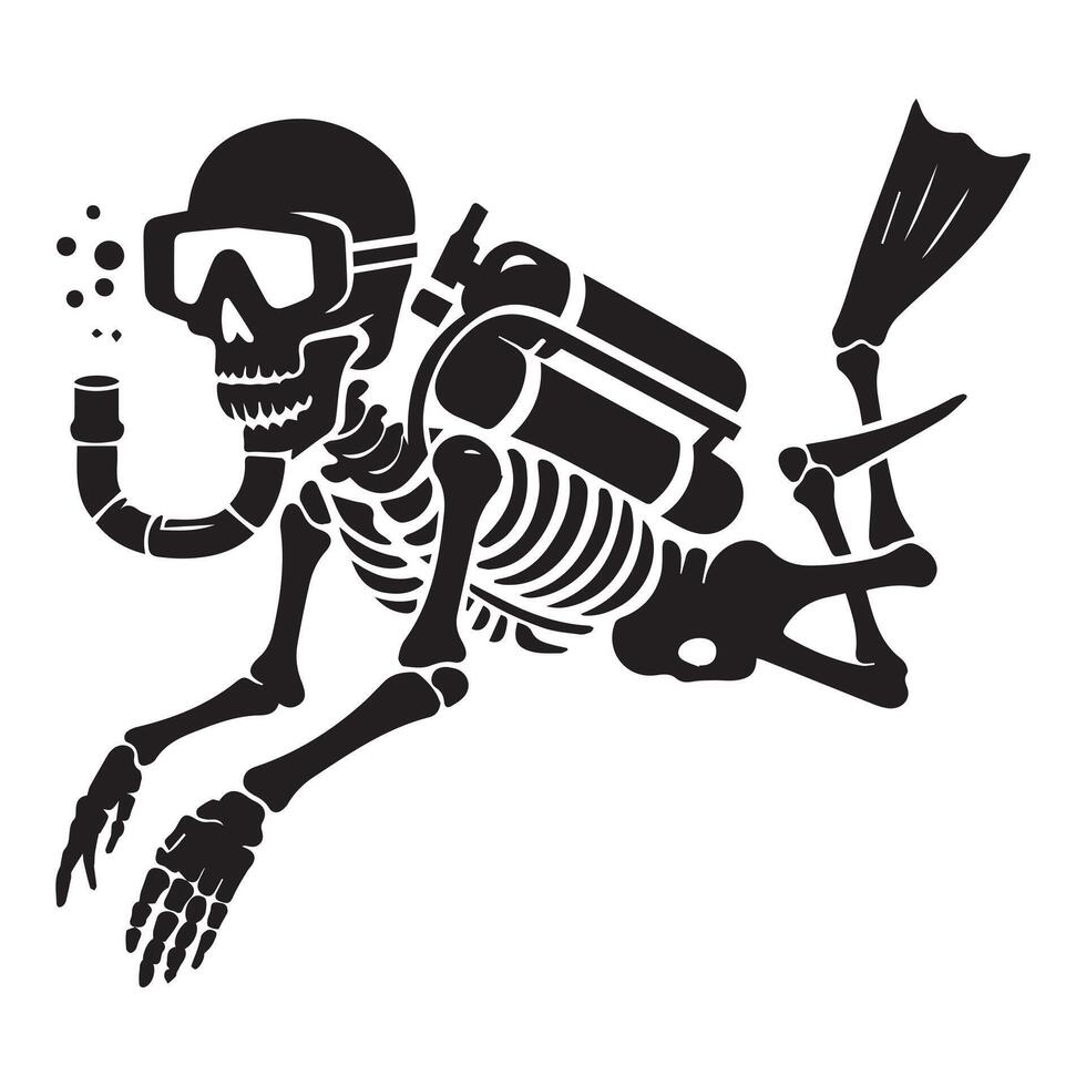 Illustration of Diving skeleton with snorkel gear vector