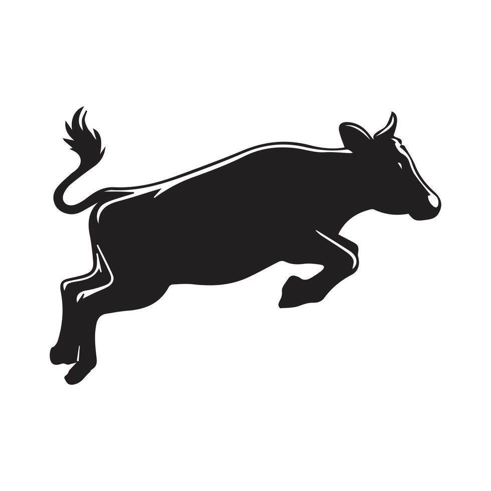 Cow silhouette - Cow jumping illustration vector