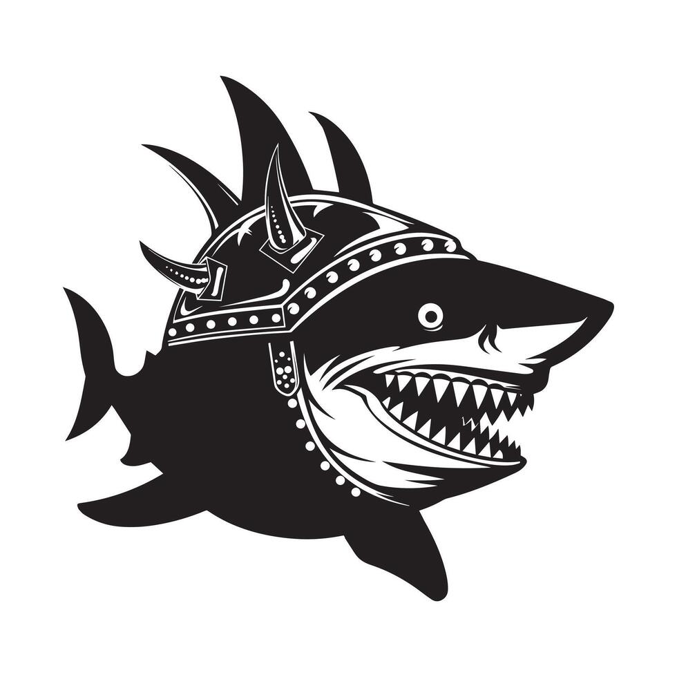 Viking shark illustration on a white background vector