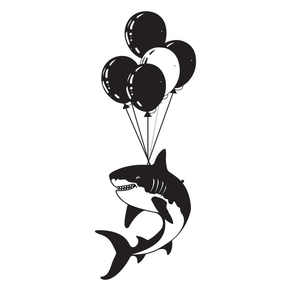 Shark with a balloons illustration vector
