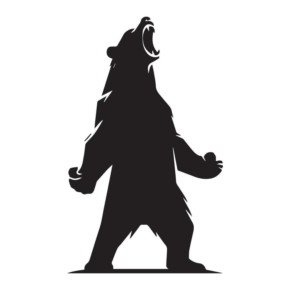 Bear silhouette - a bear screaming illustration on a white background vector