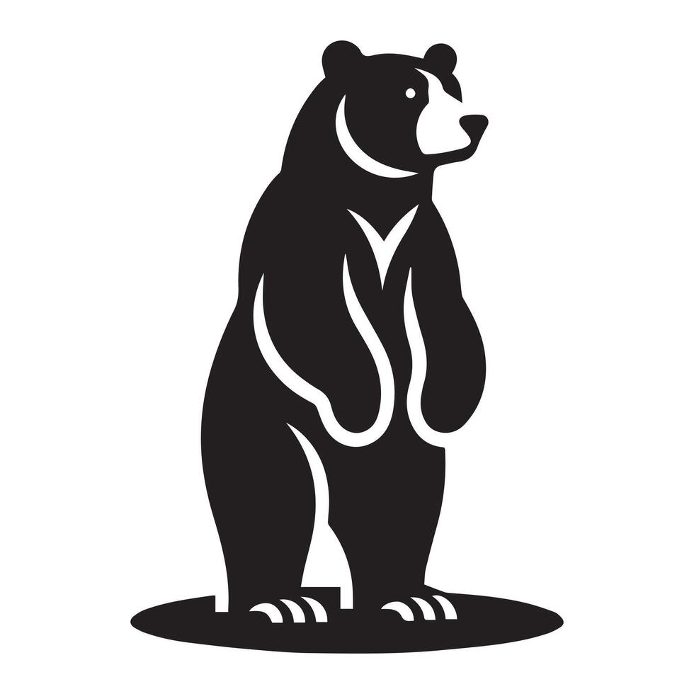 Bear silhouette - a bear looking forward to the overview illustration on a white background vector