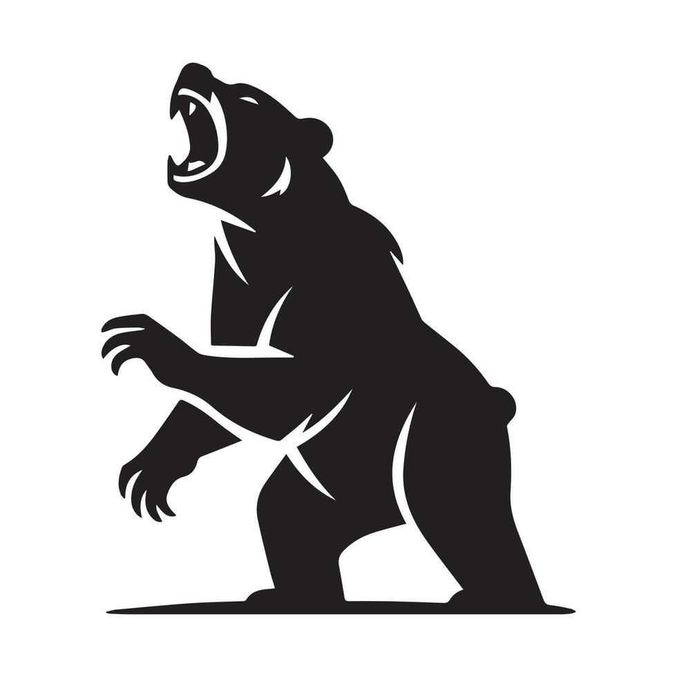 Bear Logo - A defensive Bear illustration in black and white vector