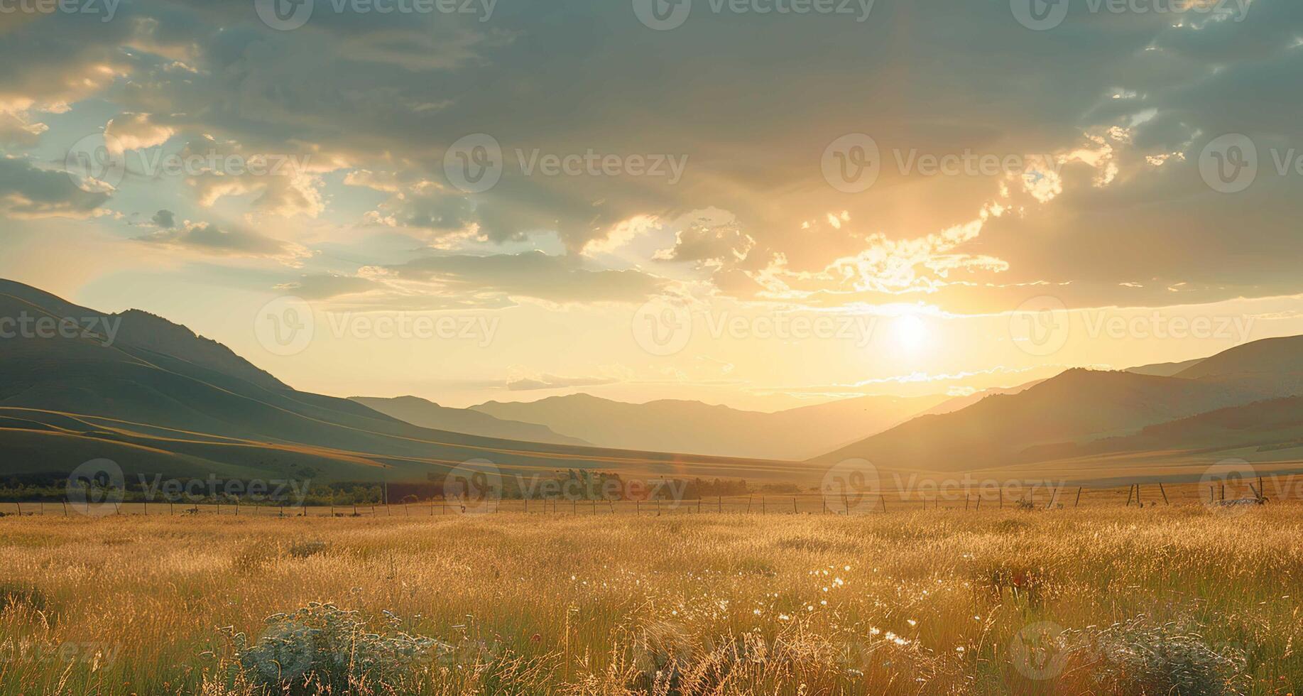 Sunlit landscape background photo