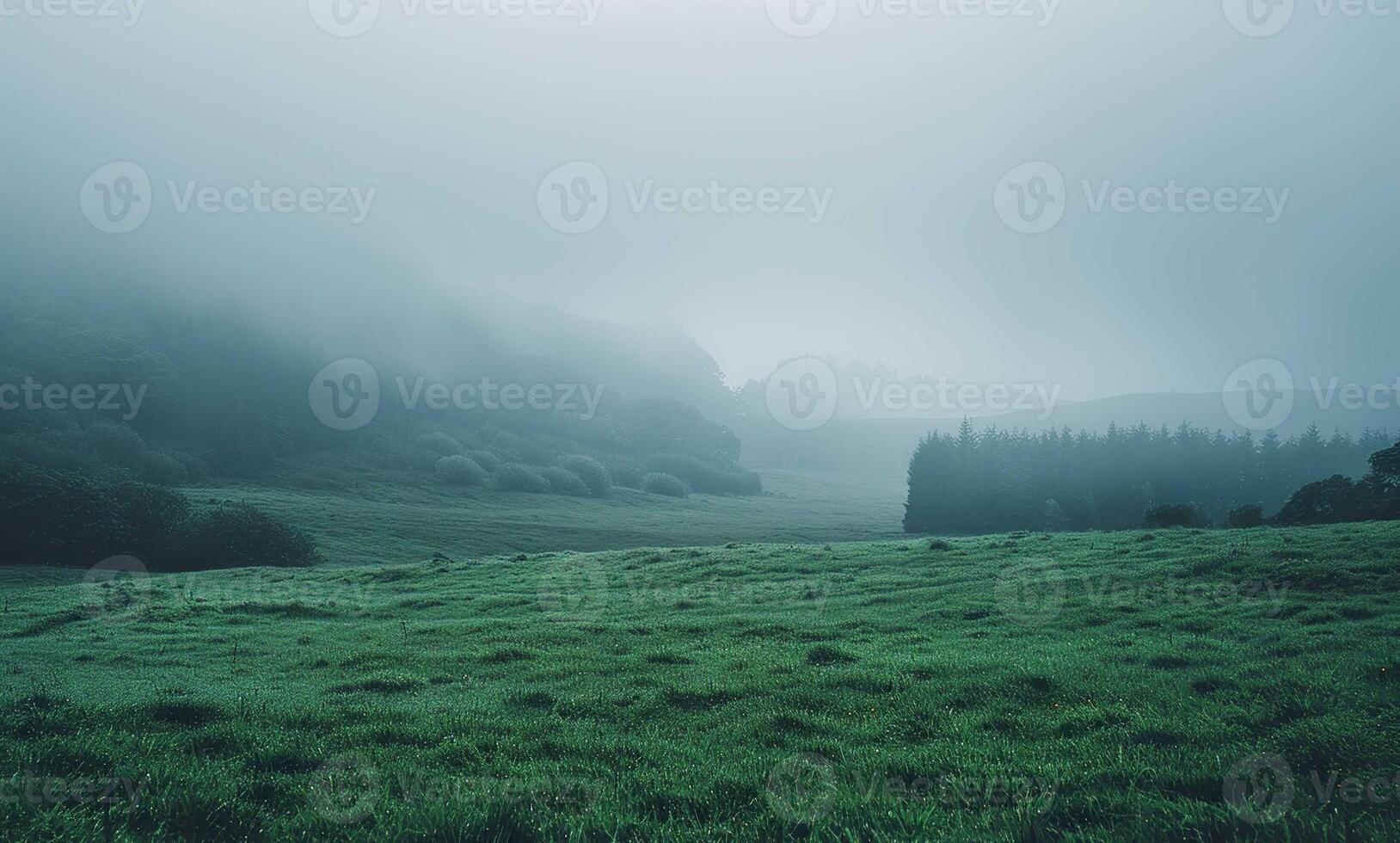 Gloomy Landscape with mist photo