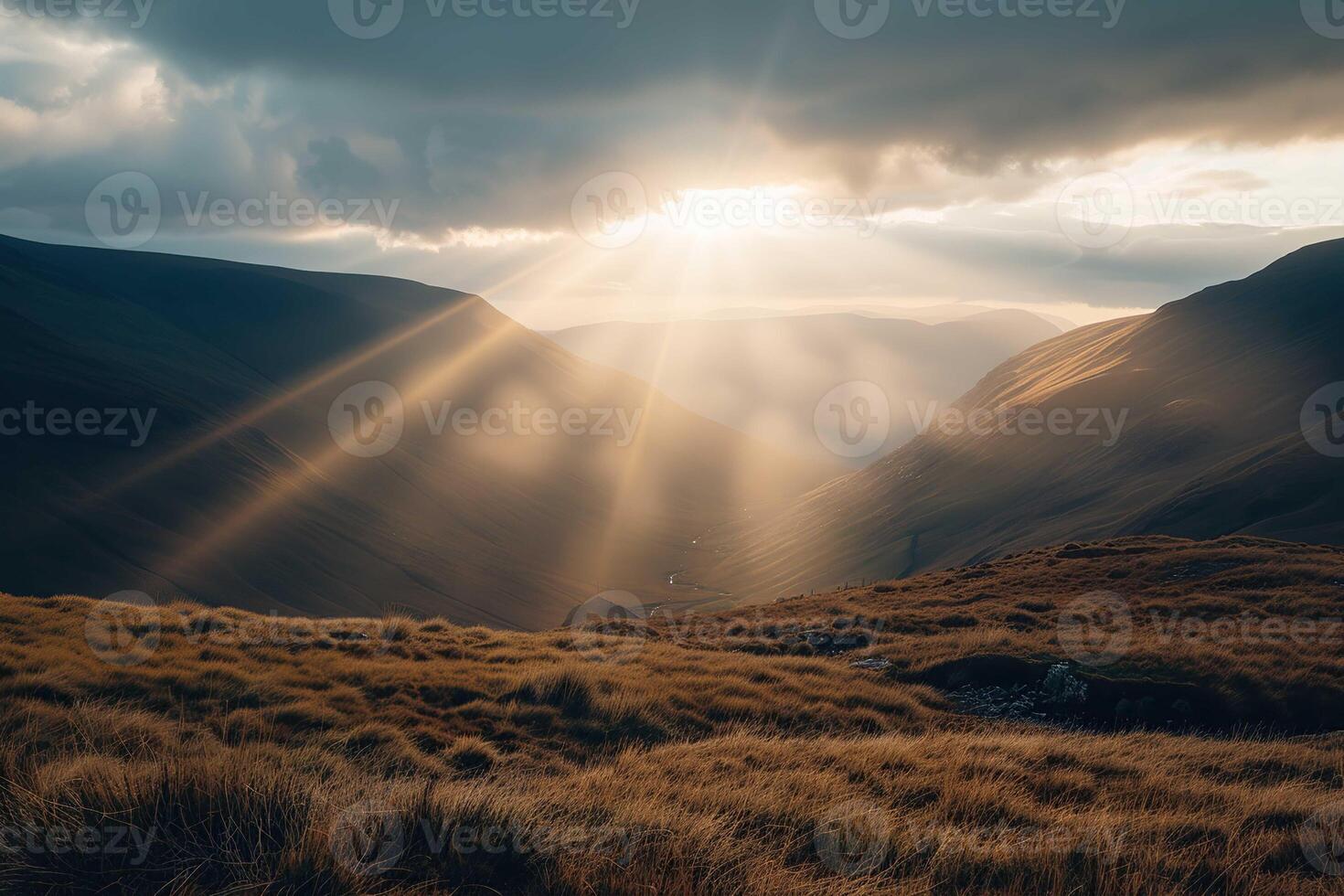 Sunlit landscape background photo