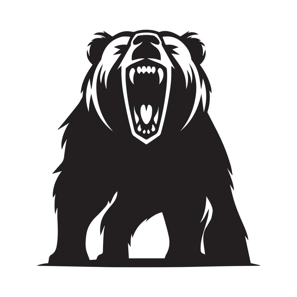 Bear Logo - A Aggressive Bear illustration in black and white vector