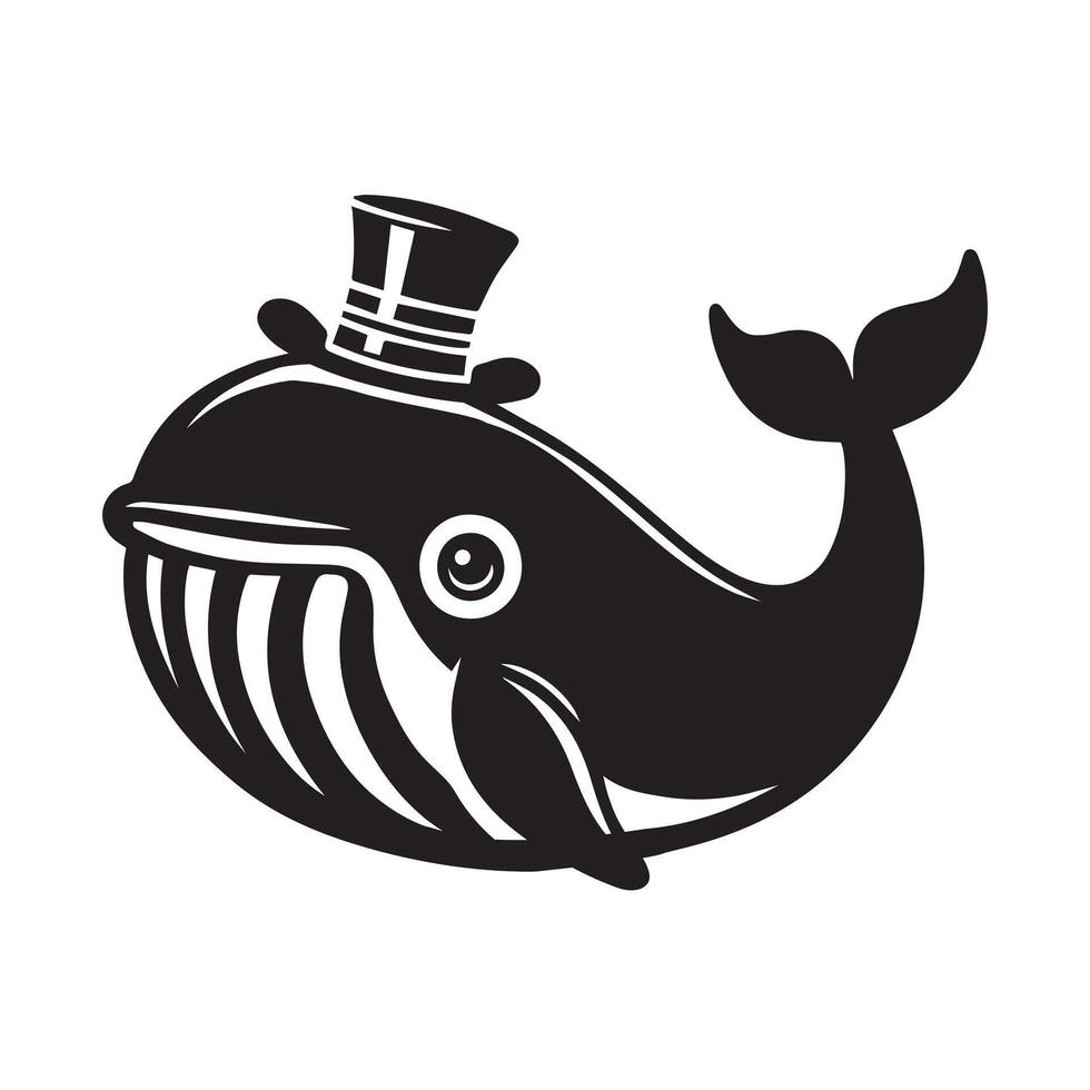 Whale silhouette - Clown whale illustration vector