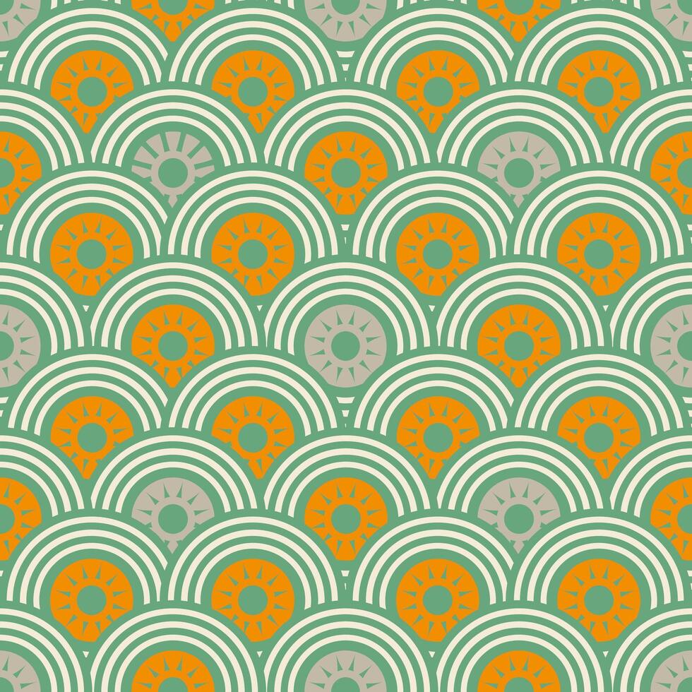 Seamless Pattern Asian Style Circle shape with Cog Tool shape in the middle vector