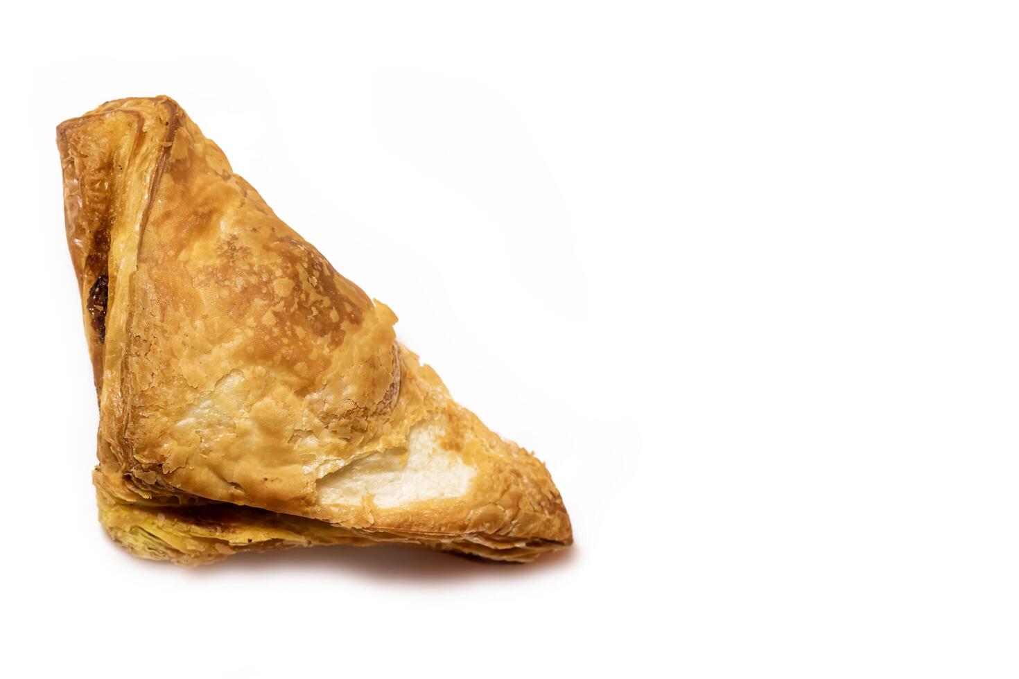 Crispy vegetable puff pastry isolated on white background. photo