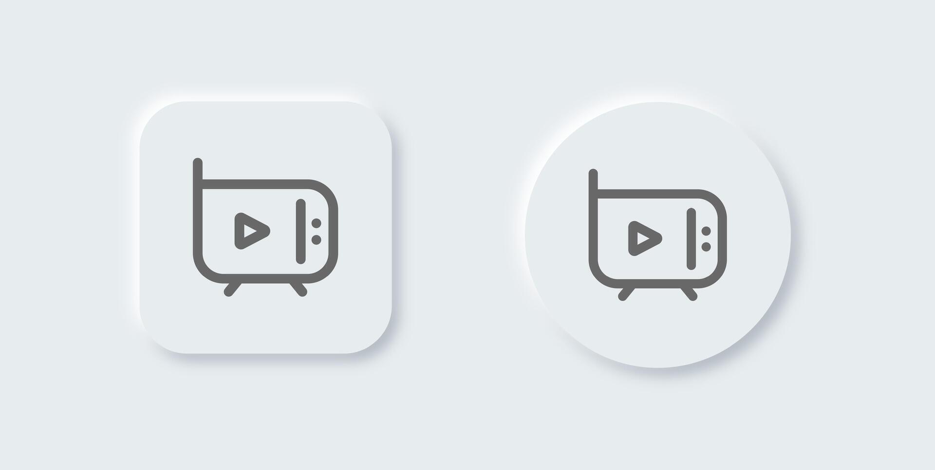 Television line icon in neomorphic design style. Retro tv signs illustration. vector