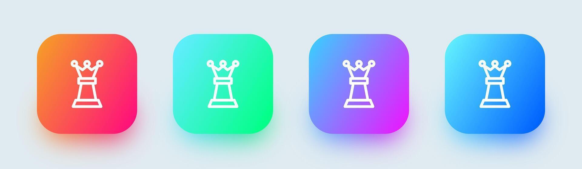 Chess line icon in square gradient colors. Board game signs illustration. vector