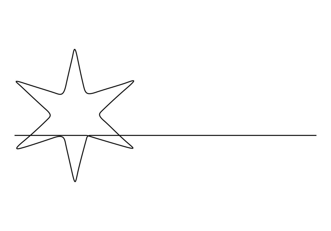 Star continuous one line drawing digital illustration vector