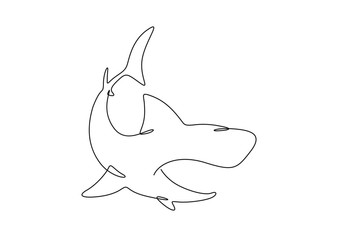 Shark fish in one continuous line drawing digital illustration vector