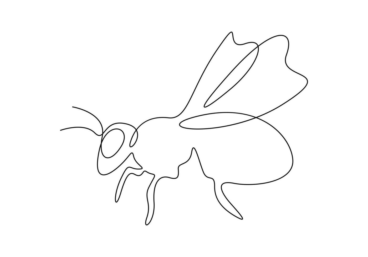 Honey bee in one continuous line drawing digital illustration vector