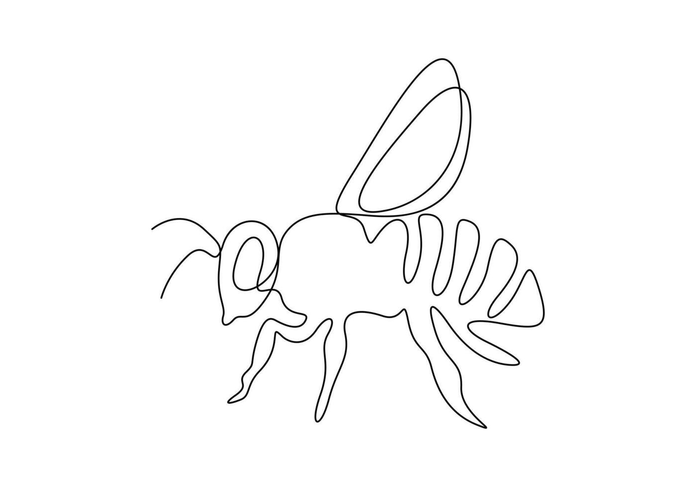 Honey bee in one continuous line drawing digital illustration vector