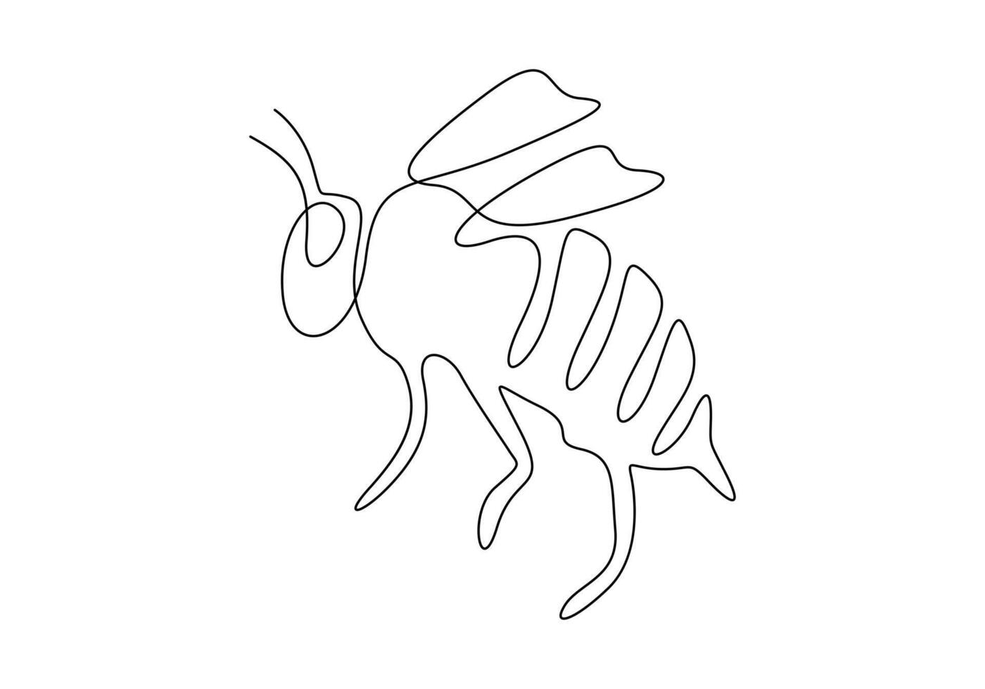 Honey bee in one continuous line drawing digital illustration vector