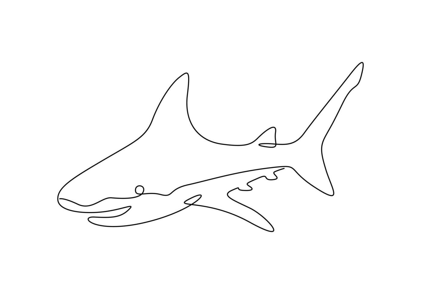 Shark fish in one continuous line drawing digital illustration vector