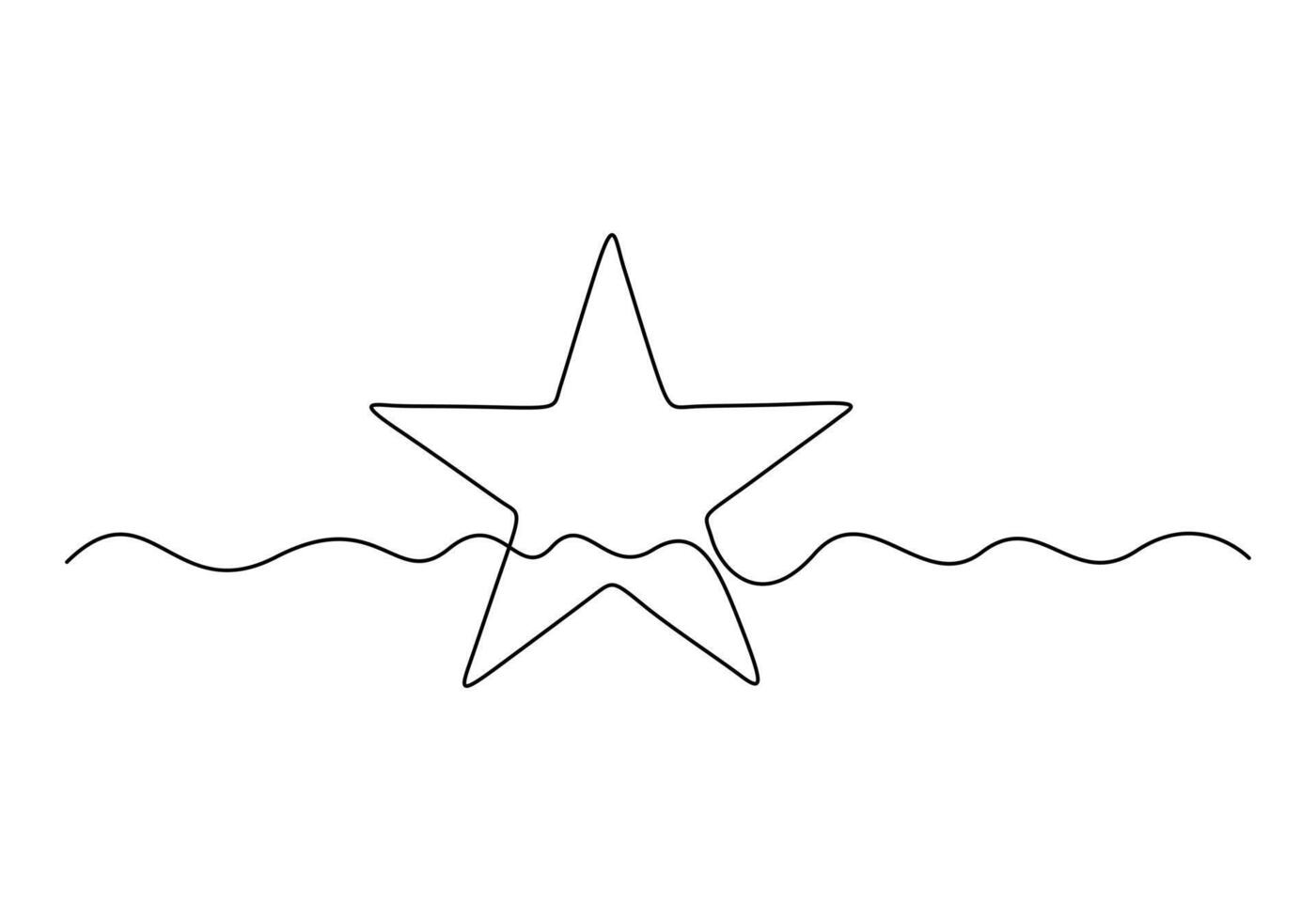 Star continuous one line drawing digital illustration vector