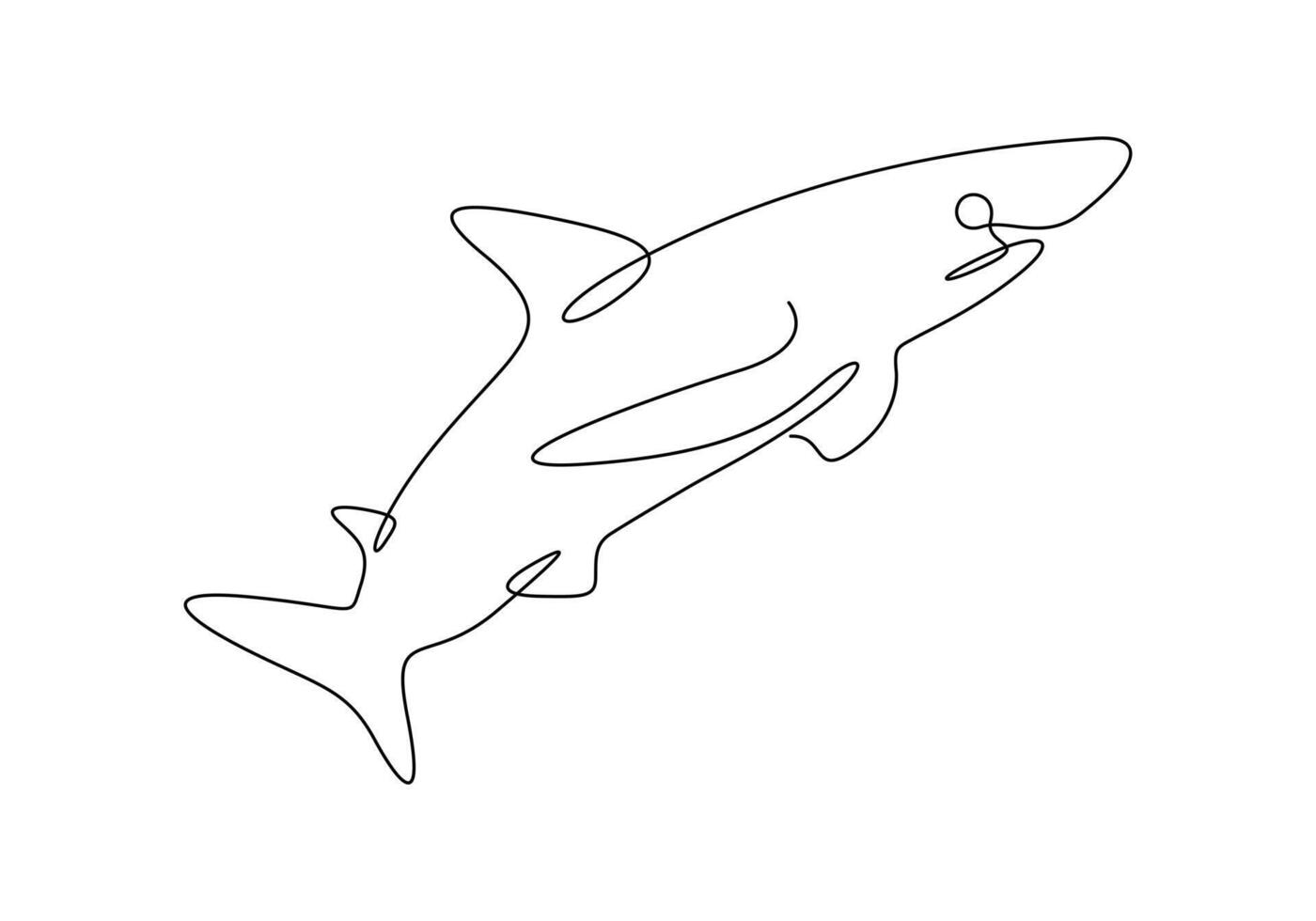 Shark fish in one continuous line drawing digital illustration vector
