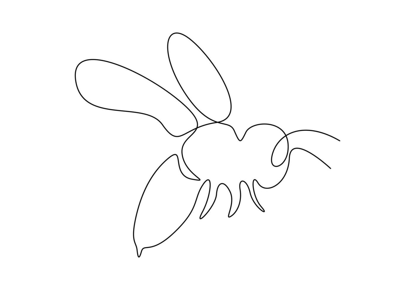 Honey bee in one continuous line drawing digital illustration vector