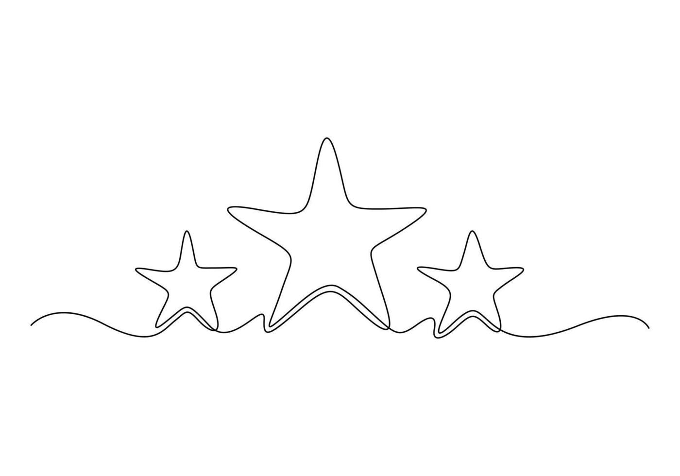 Star continuous one line drawing digital illustration vector