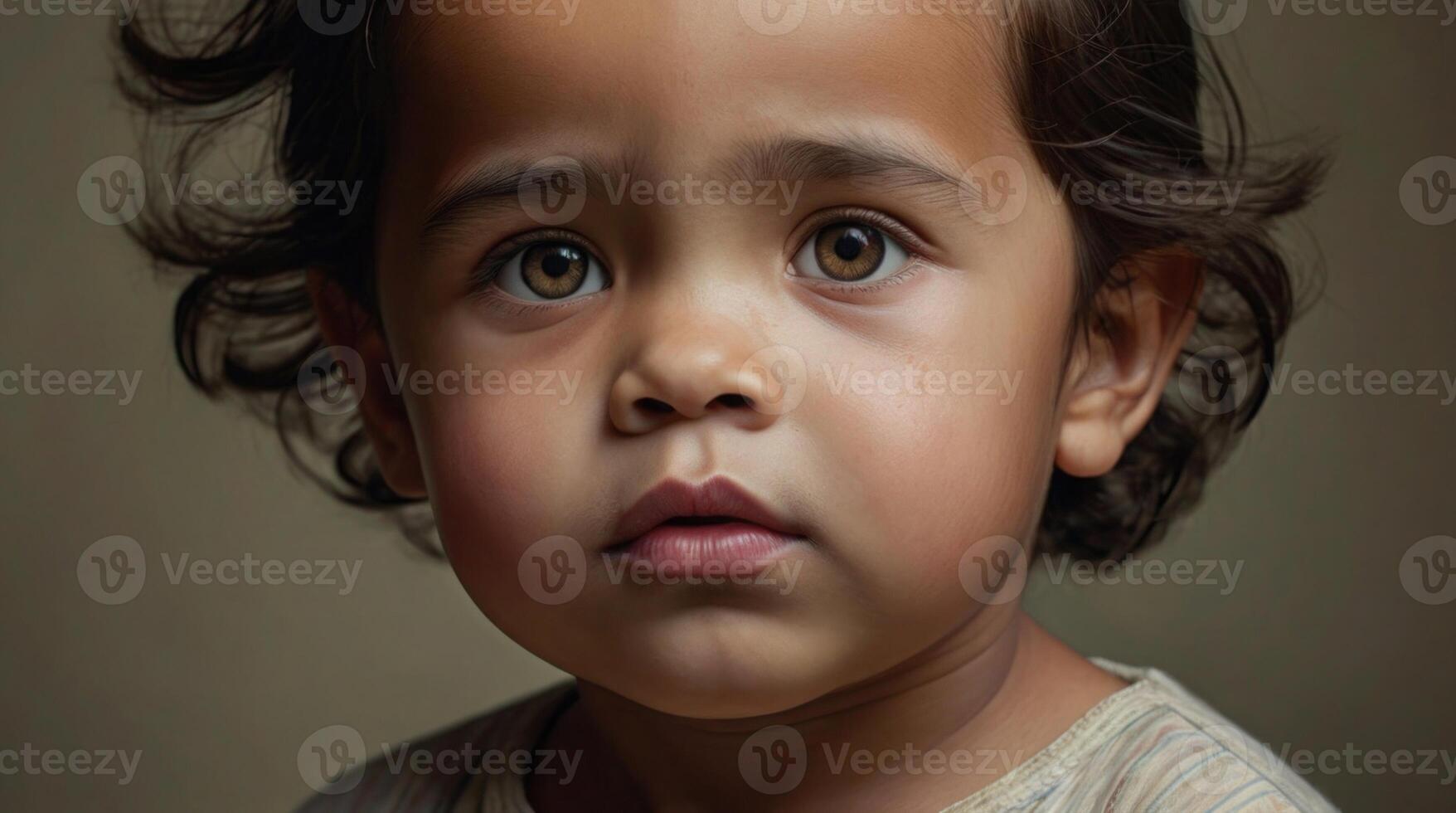 A detailed and intimate portrayal, highlighting the child's features photo