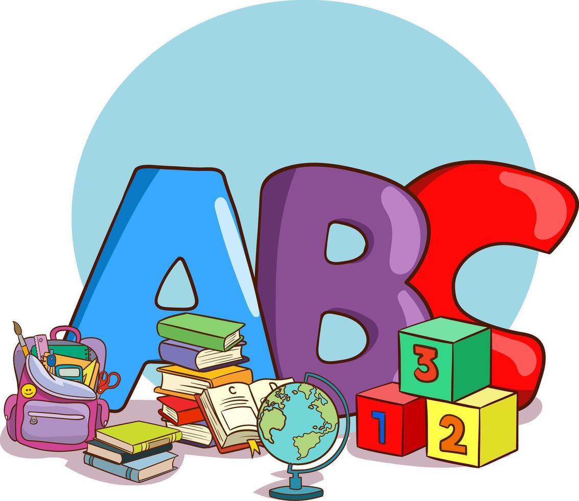 illustration of kids education consept.alphabet education concept.alphabet education book cover vector