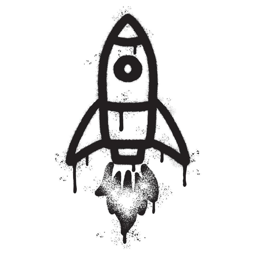 Spray Painted Graffiti Rocket icon Sprayed isolated with a white background. vector
