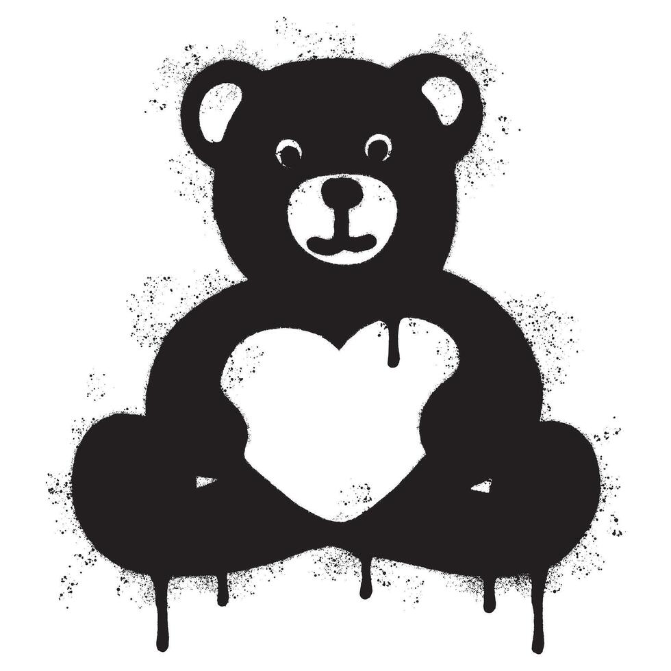 Spray Painted Graffiti Teddy bear icon Sprayed isolated with a white background. vector