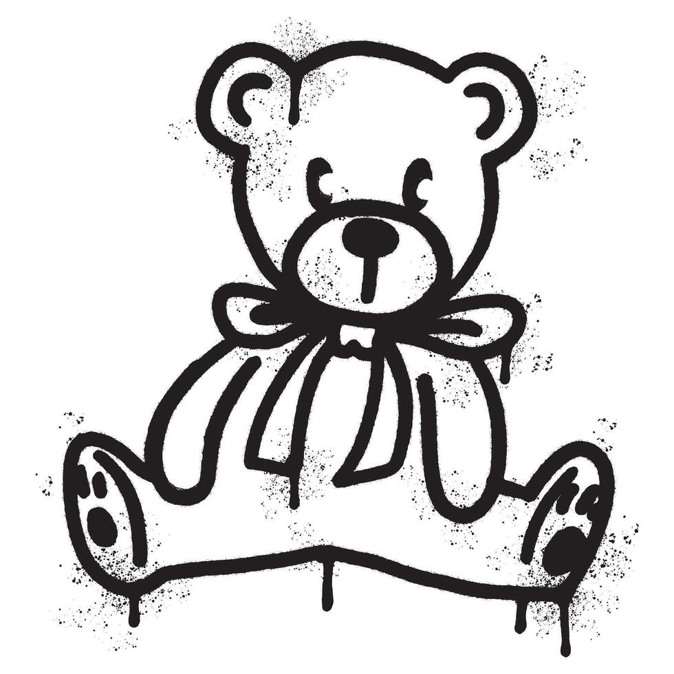 Spray Painted Graffiti Teddy bear icon Sprayed isolated with a white background. vector