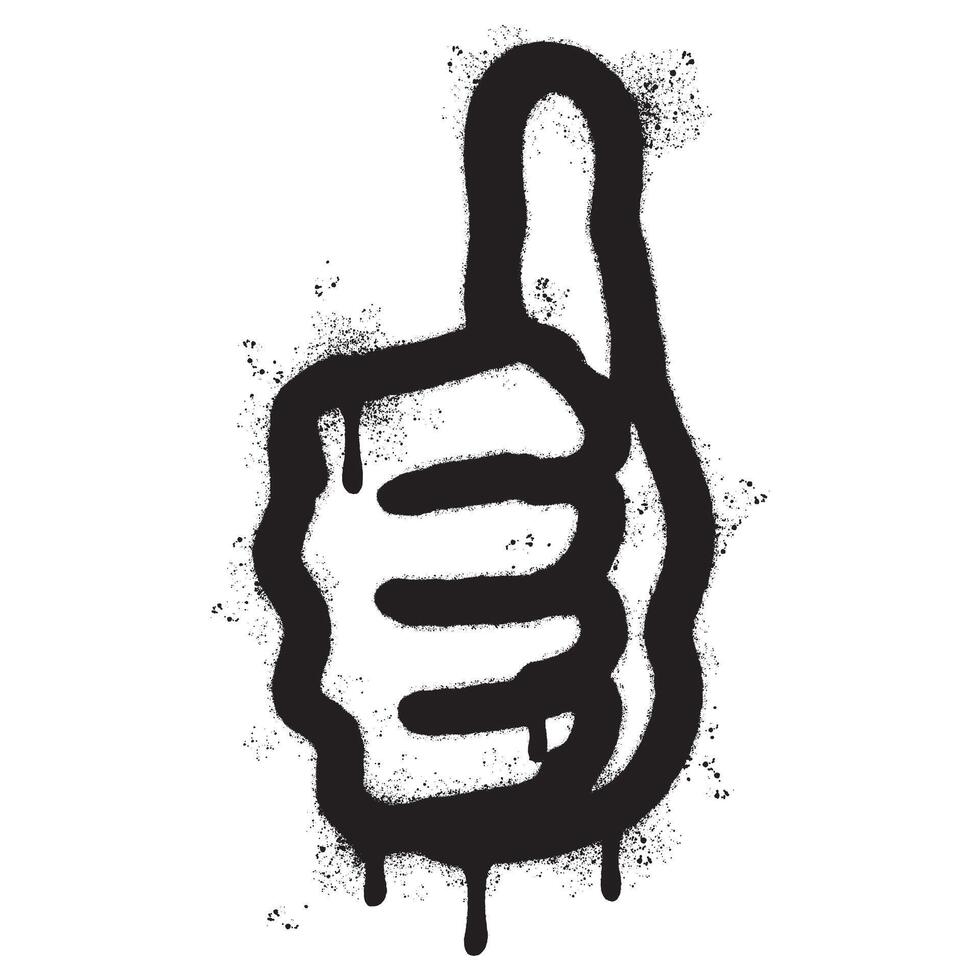 Spray Painted Graffiti Thumbs up icon Sprayed isolated. graffiti Like symbol with over spray in black over white. vector