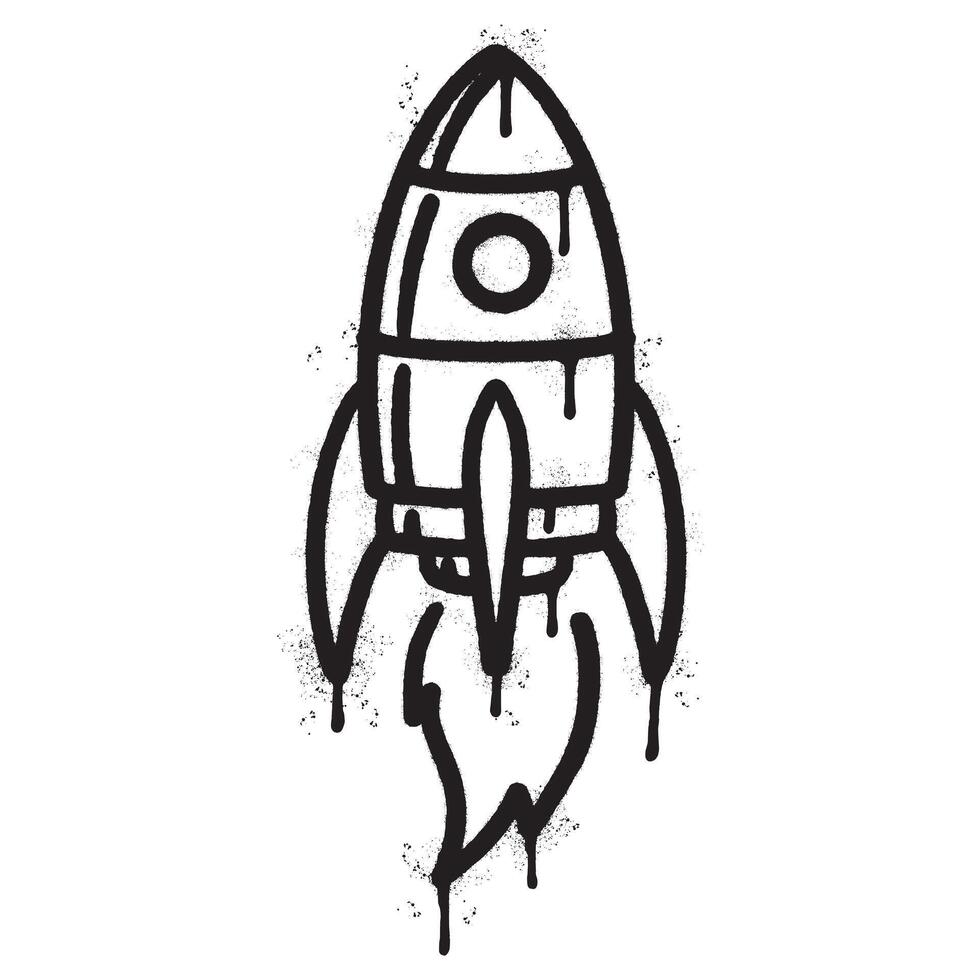 Spray Painted Graffiti Rocket icon Sprayed isolated with a white background. vector