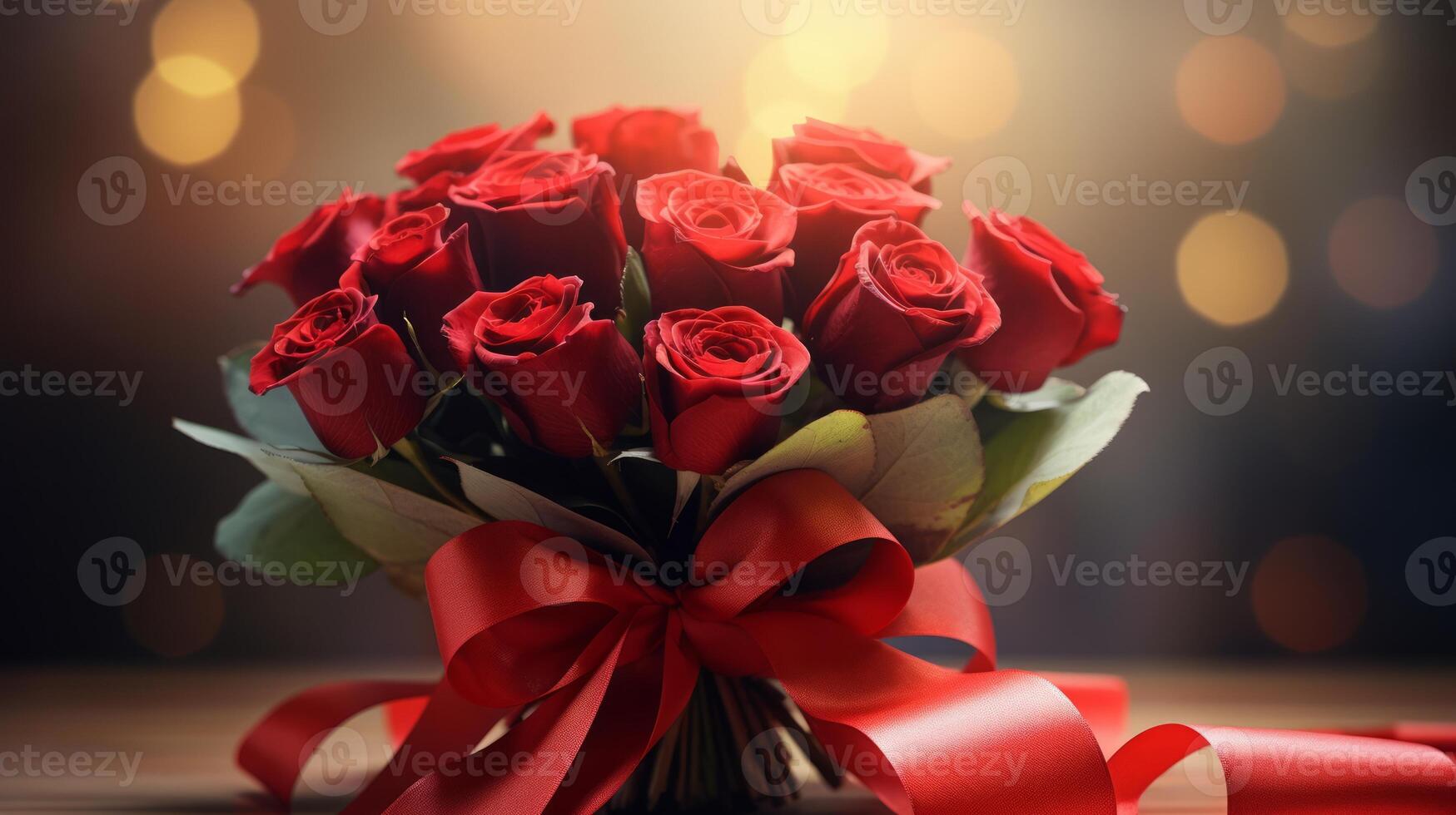 Crimson red rose flowers bouquet. Neural network photo