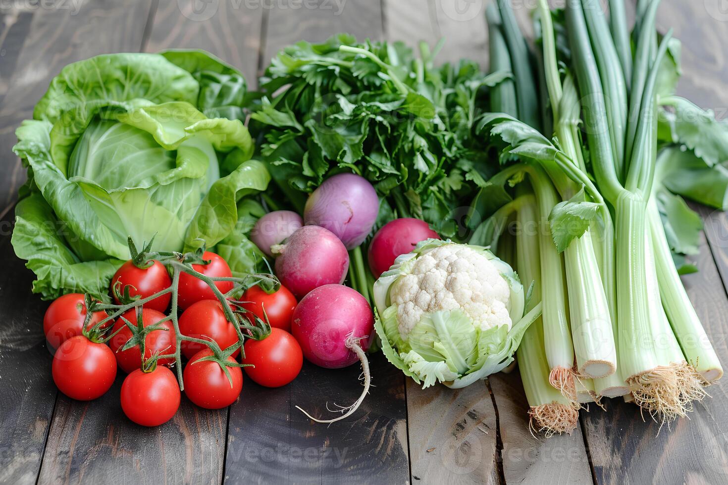 A table covered with an array of different types of fresh and colorful vegetables. photo