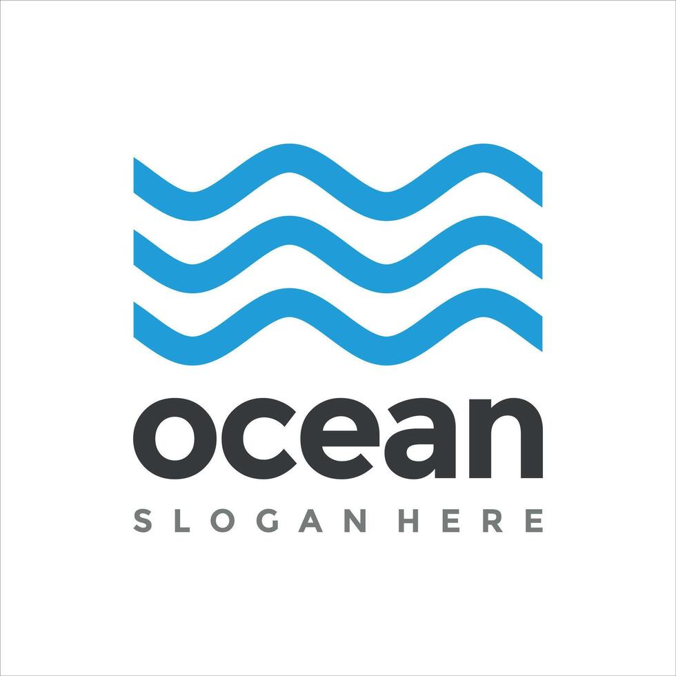 water ocean wave logo design vector