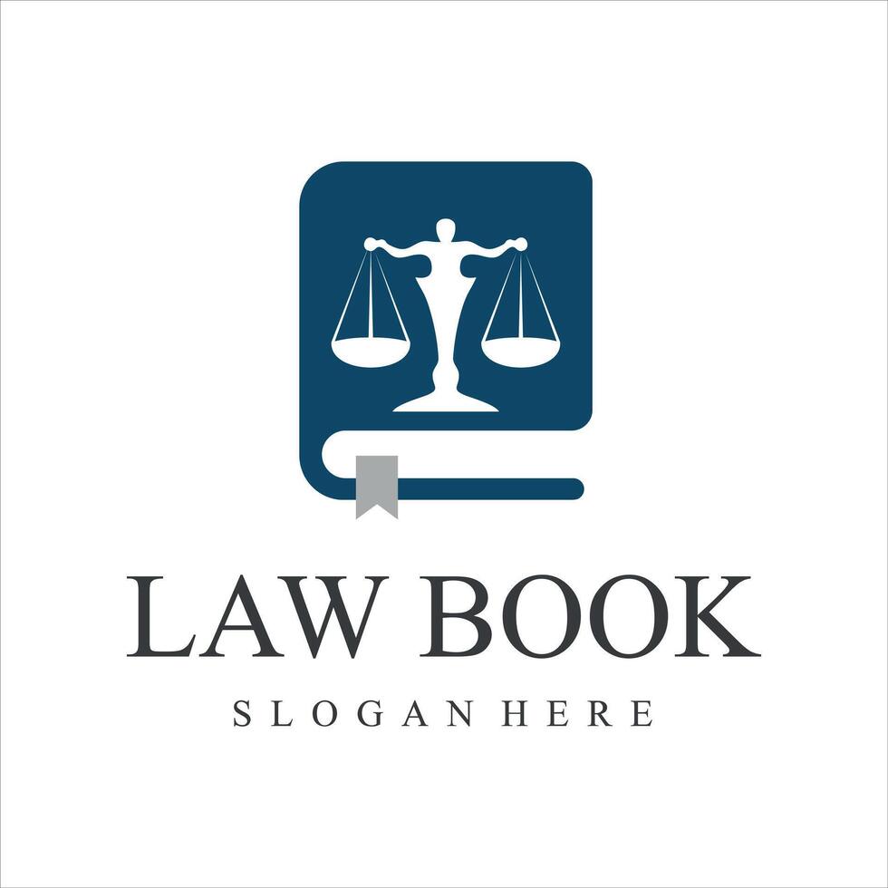 scale justice, law firm with book logo design concept. vector