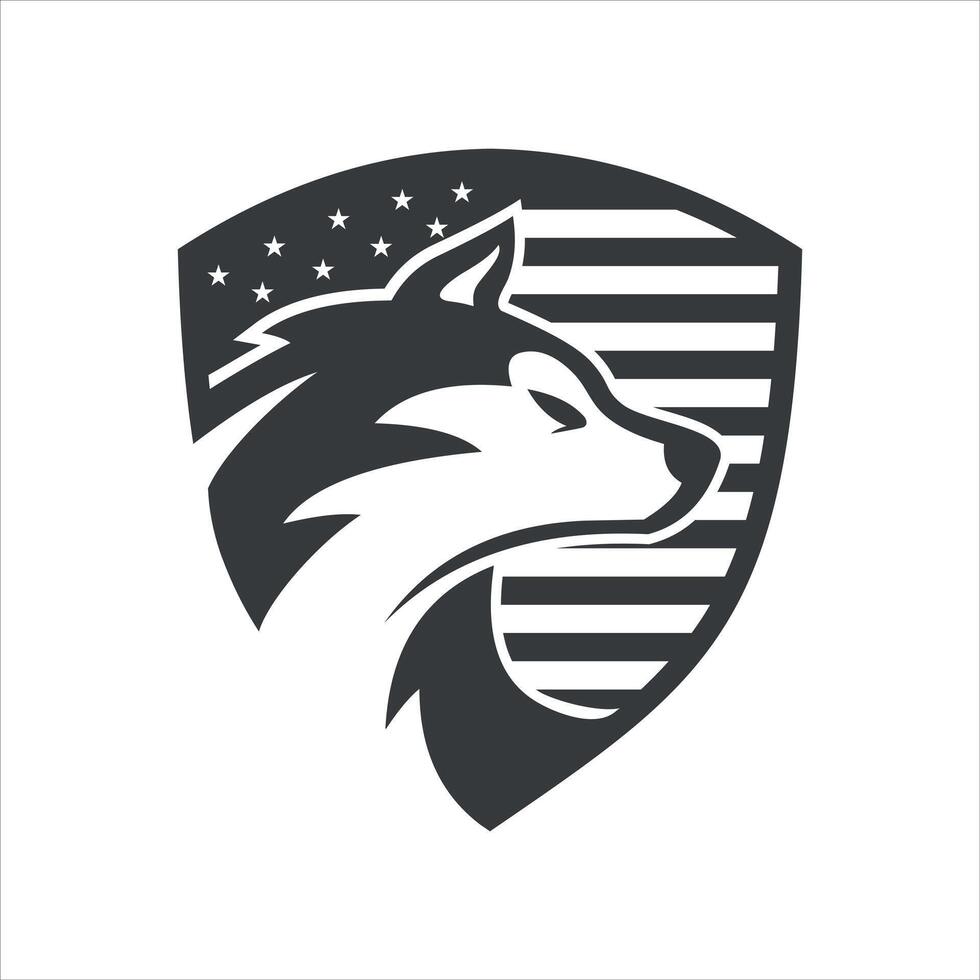 Wolf with shield logo icon template vector