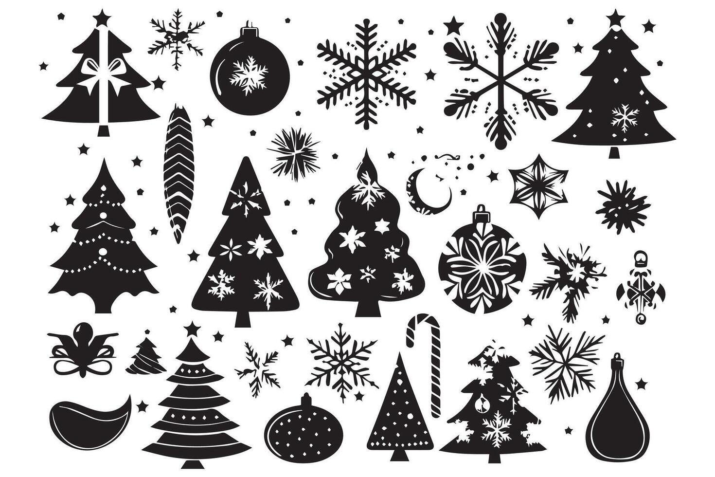 Christmas set of silhouettes for design on a white background pro design vector
