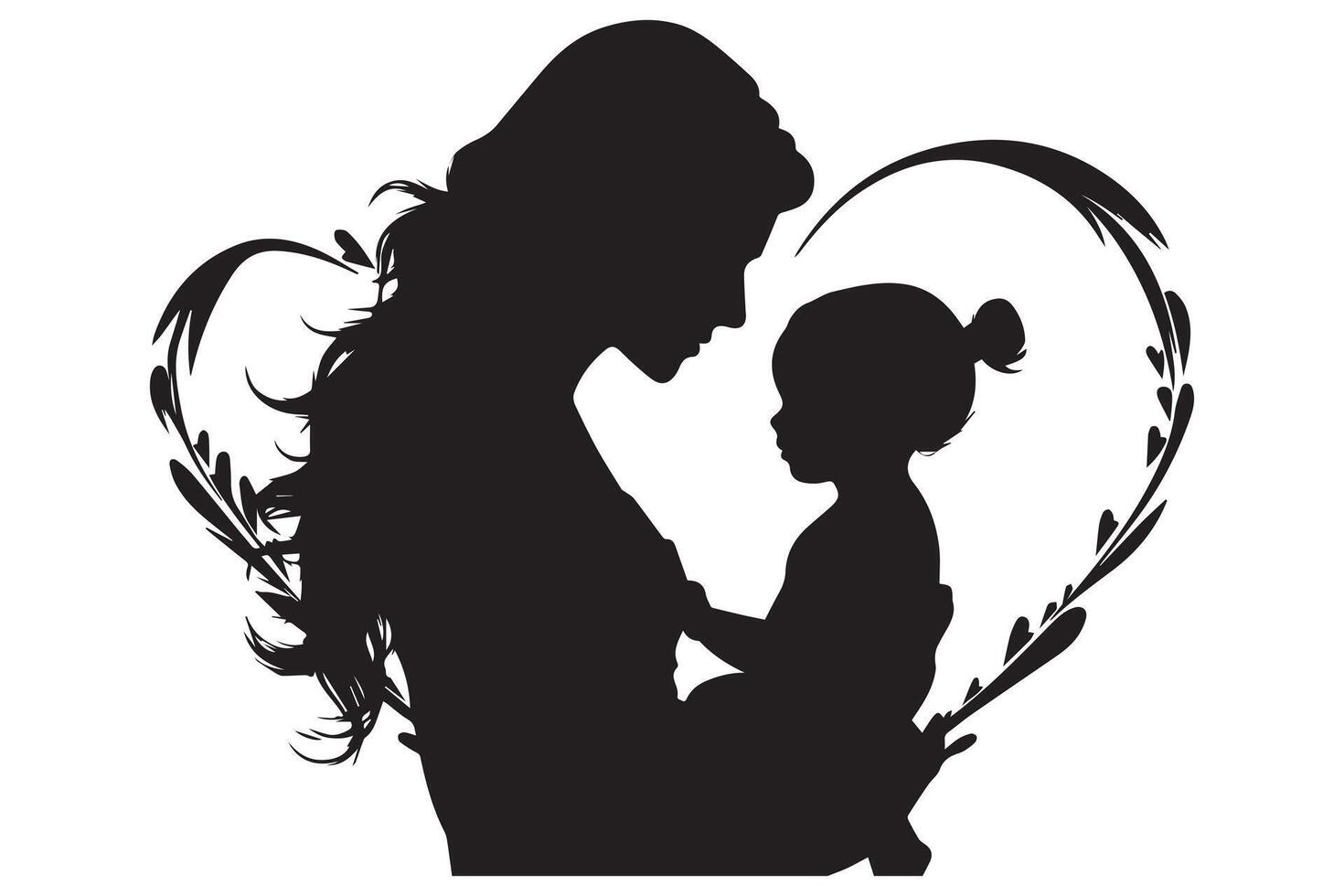 mother and child silhouette vector