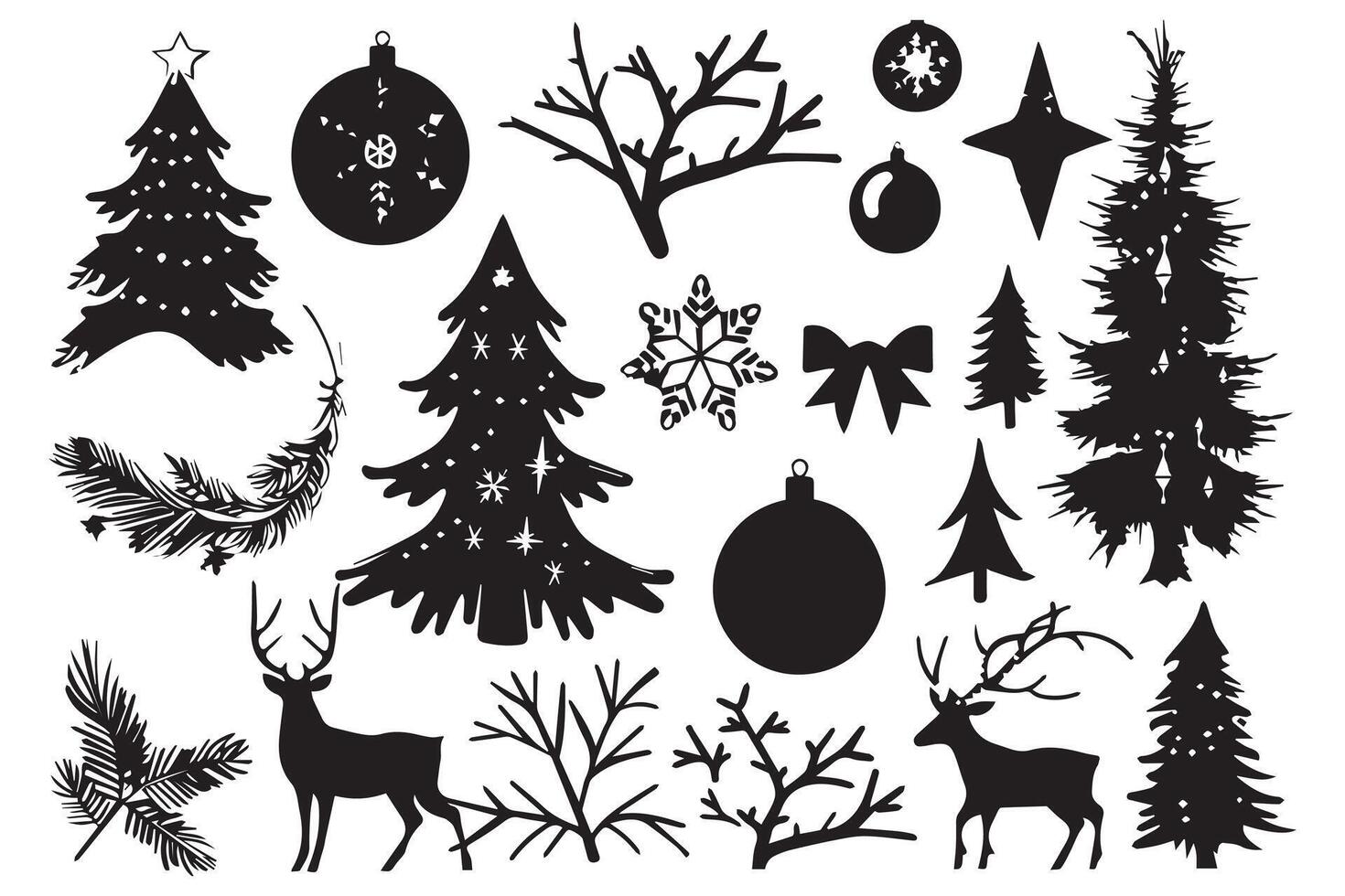 Christmas set of silhouettes pro design vector
