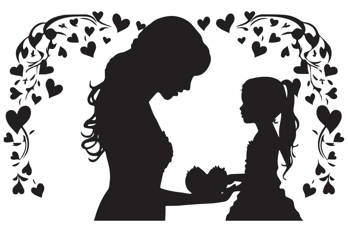 mother and baby silhouette vector