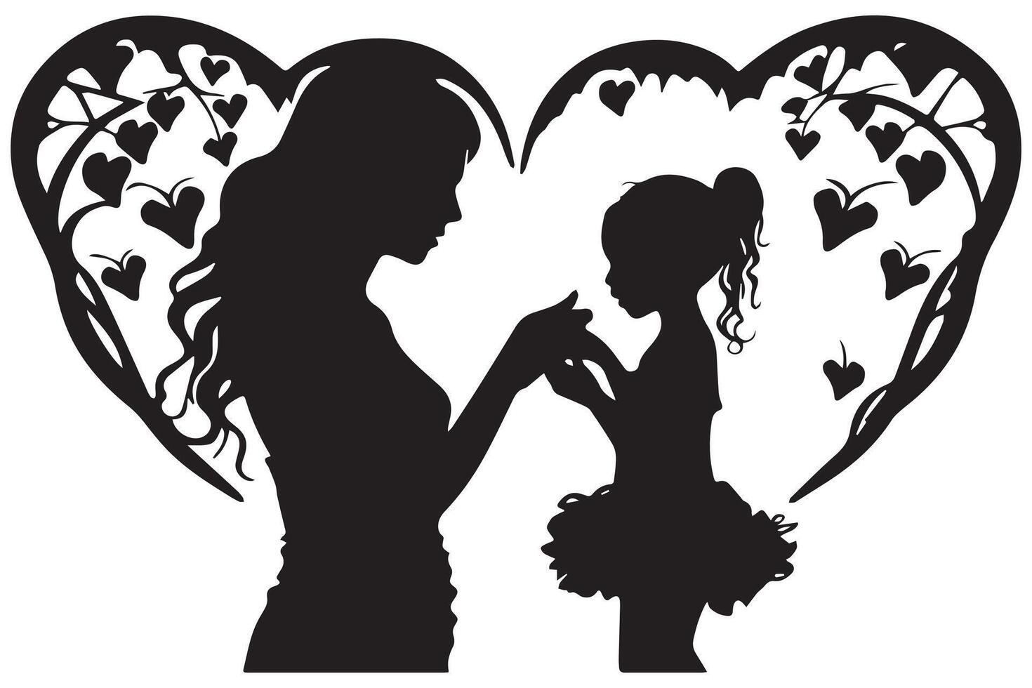 mother and child silhouette vector
