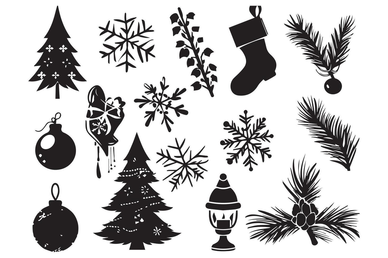 Christmas set of design elements silhouettes pro design vector